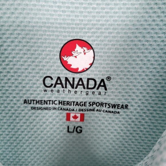 Canada Weather Men Green Knit Short Sleeve Collar Neck Polo Shirt Top Size Large - Picture 3 of 9